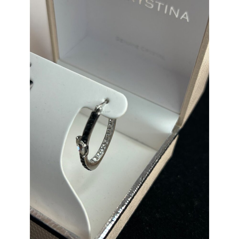 NEW Chrystina Genuine Crystal Sterling Silver Earrings - Picture 7 of 7